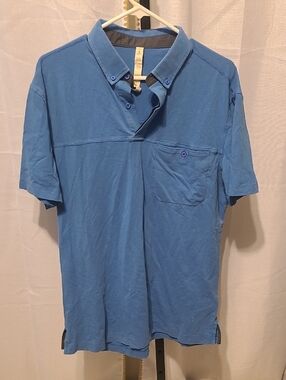 Lululemon Short Sleeve Pockets Polo Shirt Mens Size Xl Blue